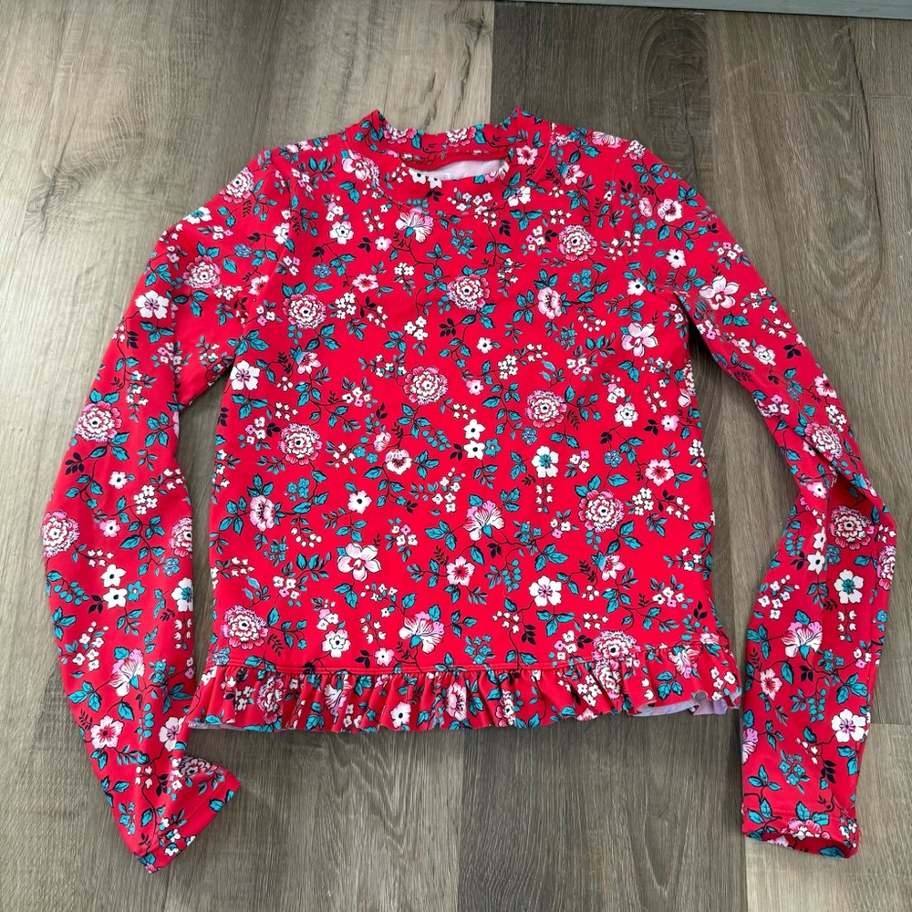 Janie and Jack Girls Floral Rashguard Swim Shirt Long Sleeve Size 12